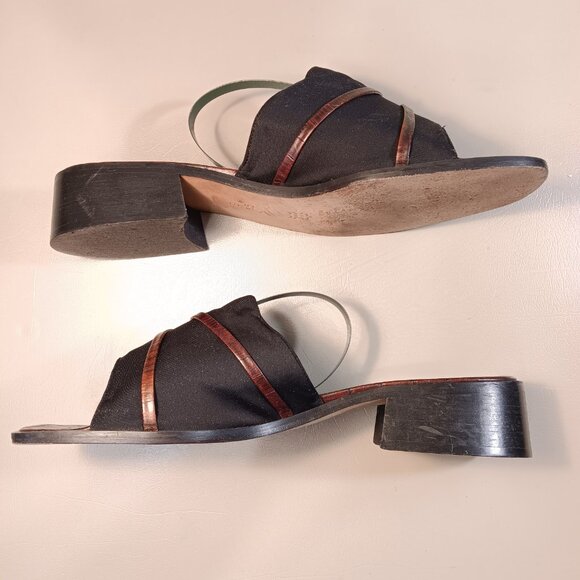 Mila Paoli women's Made in Italy Leather Low Block Heel Slide Sandals sz 9.5 B - Picture 5 of 14